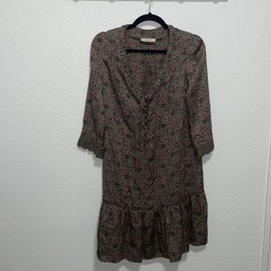 Stefan green, pink/taupe‎ dress, size 2, 3/4 sleeve